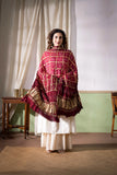 Maroon - Ombre Dyed Garchola Bandhani Modal Silk Dupatta with Zari Lagdi Patta
