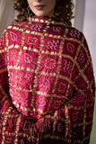 Maroon - Ombre Dyed Garchola Bandhani Modal Silk Dupatta with Zari Lagdi Patta