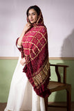 Maroon - Ombre Dyed Garchola Bandhani Modal Silk Dupatta with Zari Lagdi Patta