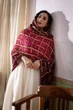 Maroon - Ombre Dyed Garchola Bandhani Modal Silk Dupatta with Zari Lagdi Patta