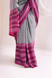 Begumpuri Handloom Cotton Saree - Grey/Pink/Black