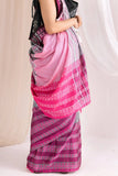 Begumpuri Handloom Cotton Saree - Grey/Pink/Black