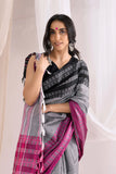 Begumpuri Handloom Cotton Saree - Grey/Pink/Black