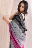 Begumpuri Handloom Cotton Saree - Grey/Pink/Black