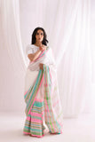 Begumpuri Handloom Cotton Saree - White/Pink