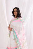Begumpuri Handloom Cotton Saree - White/Pink