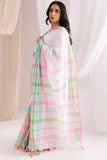 Begumpuri Handloom Cotton Saree - White/Pink