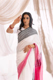 Begumpuri Handloom Cotton Saree - White/Grey/Pink