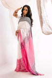 Begumpuri Handloom Cotton Saree - White/Grey/Pink
