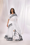Begumpuri Handloom Cotton Saree - White/Grey