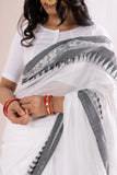 Begumpuri Handloom Cotton Saree - White/Grey