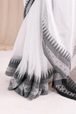 Begumpuri Handloom Cotton Saree - White/Grey