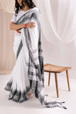 Begumpuri Handloom Cotton Saree - White/Grey