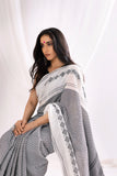 Begumpuri Handloom Cotton Saree - Grey/White