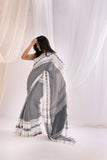 Begumpuri Handloom Cotton Saree - Grey/White