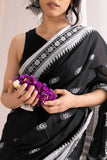 Begumpuri Handloom Cotton Saree - Black/Grey