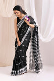 Begumpuri Handloom Cotton Saree - Black/Grey