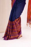 Begumpuri Handloom Cotton Saree - Blue/Orange