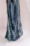 Indigo - Chanderi Silk Ajrakh Hand block Printed Saree | Natural Vanaspati Dyes