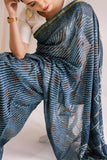 Indigo - Chanderi Silk Ajrakh Hand block Printed Saree | Natural Vanaspati Dyes