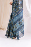 Indigo - Chanderi Silk Ajrakh Hand block Printed Saree | Natural Vanaspati Dyes