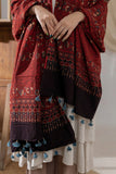 Red - Ajrakh Hand Block Printed Cotton Dupatta