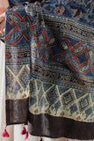 Indigo - Ajrakh Hand Block Printed Cotton Dupatta