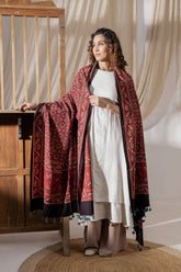 Red - Ajrakh Hand Block Printed Cotton Dupatta