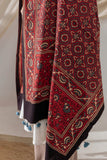 Red - Ajrakh Hand Block Printed Cotton Dupatta