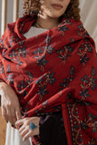 Red - Ajrakh Hand Block Printed Cotton Dupatta