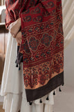 Red - Ajrakh Hand Block Printed Cotton Dupatta
