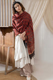 Red - Ajrakh Hand Block Printed Cotton Dupatta