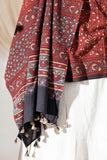 Red - Ajrakh Hand Block Printed Cotton Dupatta
