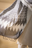 Grey/White - Pochampally double Ikat cotton dupatta
