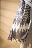 Grey/White - Pochampally double Ikat cotton dupatta