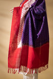 Wine/Red - Pochampally double Ikat cotton dupatta