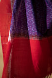Wine/Red - Pochampally double Ikat cotton dupatta