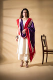 Wine/Red - Pochampally double Ikat cotton dupatta
