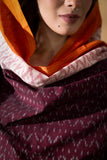 Deep Brown - Pochampally double Ikat cotton dupatta