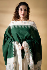 Green - Pochampally double Ikat cotton dupatta