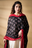 Red/Black - Pochampally double Ikat cotton dupatta