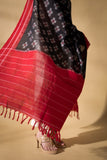 Red/Black - Pochampally double Ikat cotton dupatta