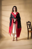 Red/Black - Pochampally double Ikat cotton dupatta