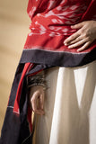 Red/Black - Pochampally double Ikat cotton dupatta