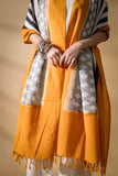 Yellow - Pochampally double Ikat cotton dupatta