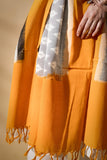 Yellow - Pochampally double Ikat cotton dupatta
