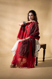 Deep Brown/Red - Pochampally double Ikat cotton dupatta