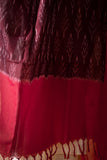 Deep Brown/Red - Pochampally double Ikat cotton dupatta