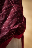 Deep Brown/Red - Pochampally double Ikat cotton dupatta