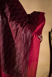 Deep Brown/Red - Pochampally double Ikat cotton dupatta